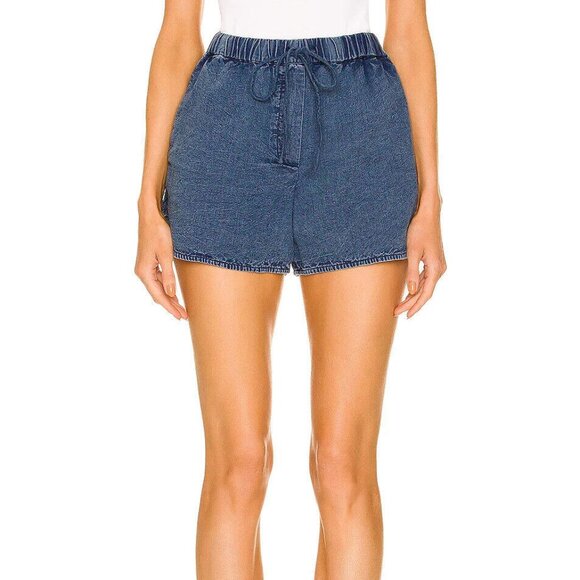 Nili Lotan Tilly Cotton Chambray Shorts High Waisted Deep Indigo XS New 255585 - Picture 4 of 9
